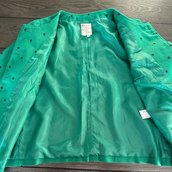 Tulle Green and Navy Wool Blend Blazer Size Medium - Picture 3 of 7